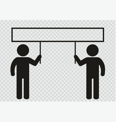 Two Person Holds Banner Template Black