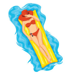 Woman Sunbathing On Pool Raft