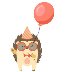 Happy Birthday Hedgehog Holding A Balloon