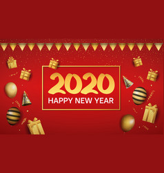 Happy New Year 2020 Golden Number In Square