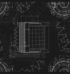 Mechanical Engineering Drawings On Black