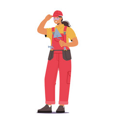 Determined Woman Builder Adorned In A Hard Hat