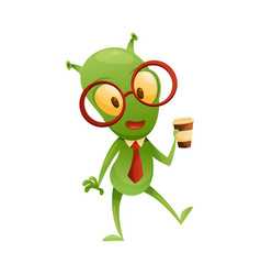 Funny Green Alien Character Wearing Neck Tie