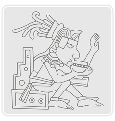 Monochrome Icon With Symbols From Aztec Codices