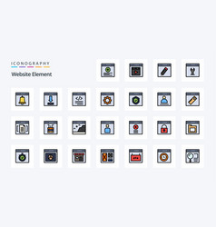 25 Website Element Line Filled Style Icon Pack