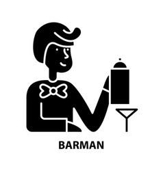 Barman Icon Black Sign With Editable