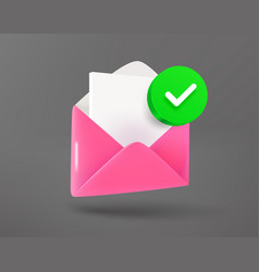 Pink Envelope With Paper Sheet With Green