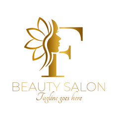 Gold F Letter Initial Beauty Brand Logo Design