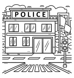 Police Station Coloring Page For Kids