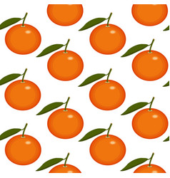 Seamless Pattern Of Mandarin Oranges And Leaves