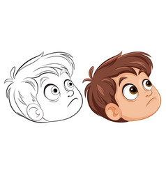 Two Cartoon Boys Looking Up With Inquisitive