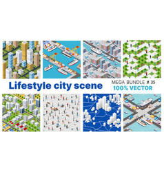 City Lifestyle Scene Set 3d