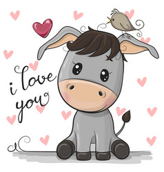 Donkey With Hearts On White Background