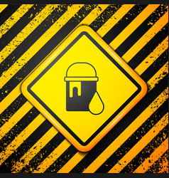 Black Paint Bucket Icon Isolated On Yellow