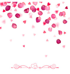 Confetti From Falling Rose Petals And Hearts