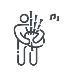 Line Icon Of A Musician Playing Bagpipe