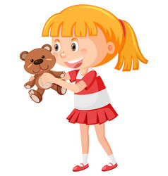 A Girl Holding Teddy Bear Toy