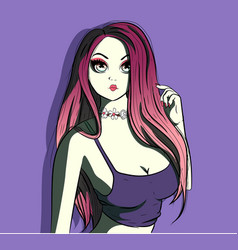 Anime Grunge Girl Wearing A Purple Sport Bra