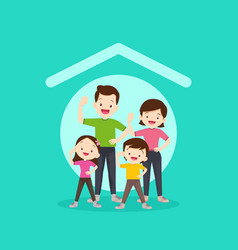 Cute Family Strong Body In Roof Icon