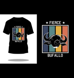 Fierce Buffalo Retro Silhouette T Shirt Design