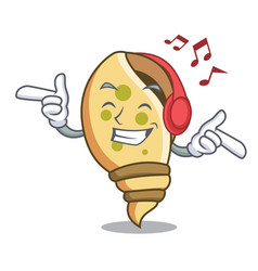 Listening Music Sea Shell Mascot Cartoon