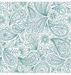 White Seamless Background With Green Paisley