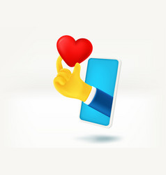 Giving Love Sign Online Via Smartphone