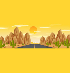 Horizontal Scene With Long Road Through Desert