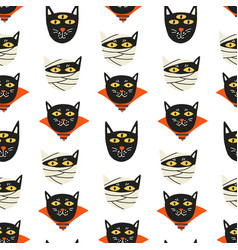 Faces Halloween Black Cats Mummy Vampire Pattern