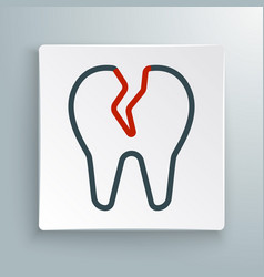 Line Broken Tooth Icon Isolated On White