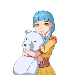 Cute Girl With Bear Doll Character