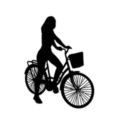 Girl Riding Bicycle Ink Silhouette