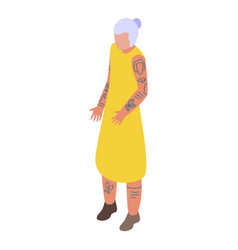 Rocker Female Tattoos Icon Isometric Adult