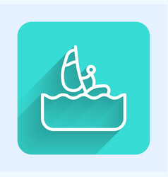 White Line Windsurfing Icon Isolated With Long