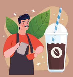 Coffee Shop Barista With Iced