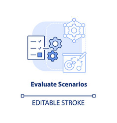 Evaluate Scenarios Light Blue Concept Icon