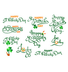 Happy St Patricks Day Set Of Handwritten