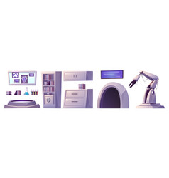 Cartoon Set Of Modern Medical Laboratory Equipment