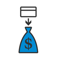 Credit Card With Arrow To Money Bag Icon