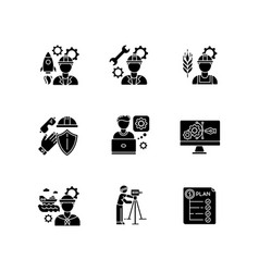 Industrial Production Worker Black Glyph Icons