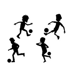 Teen Boy Playing Football Isolated Silhouettes 04