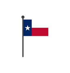 Texas Flag With Pole Icon Isolated On White