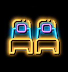 Two Single Place Beds Neon Glow Icon