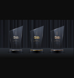 Glass Award Trophy Set Transparent Prize Template