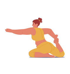 Plus-size Woman Character Practices Yoga