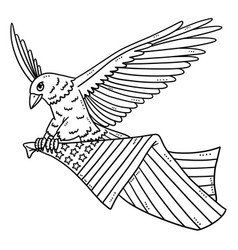 Eagle Carrying Flag Isolated Coloring Page