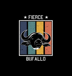 Fierce Buffalo Retro Silhouette Design Landscape