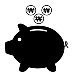 Piggy Bank Flat Icon Sign With Won Web Symbol