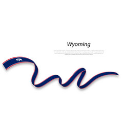 Waving Ribbon Or Stripe With Flag Of Wyoming