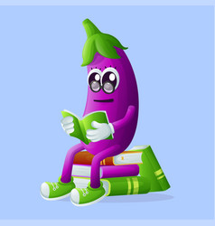 Cute Eggplant Character Wearing Glasses